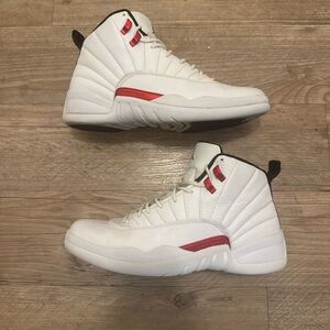 Nike White and Red High-Top Sneakers